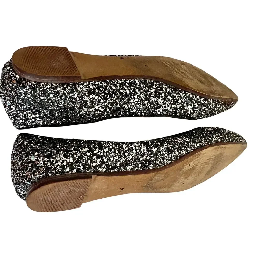 Madewell 1937 Black Glitter Sparkly Ballet Flats Pointed Toe Fairy Whimsygoth 9